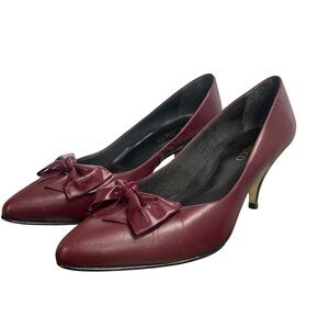 Vintage 80’s Calico J-Carisma Purple‎ Leather Bow Heels Pumps Women’s Sz 9